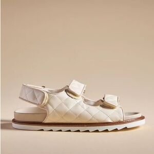 Anthropologie Pilcro Quilted SlingBack Cream Sandals Size 40